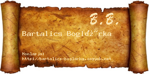 Bartalics Boglárka névjegykártya